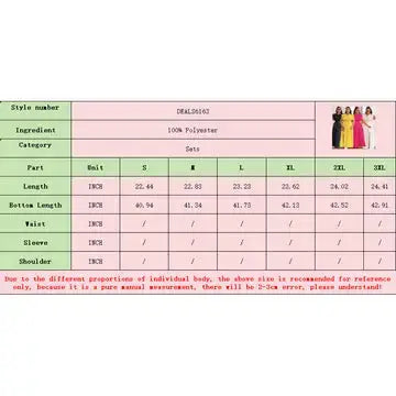 Size chart for Cowl Neck Sleeveless Work Dress Set measurements in inches.