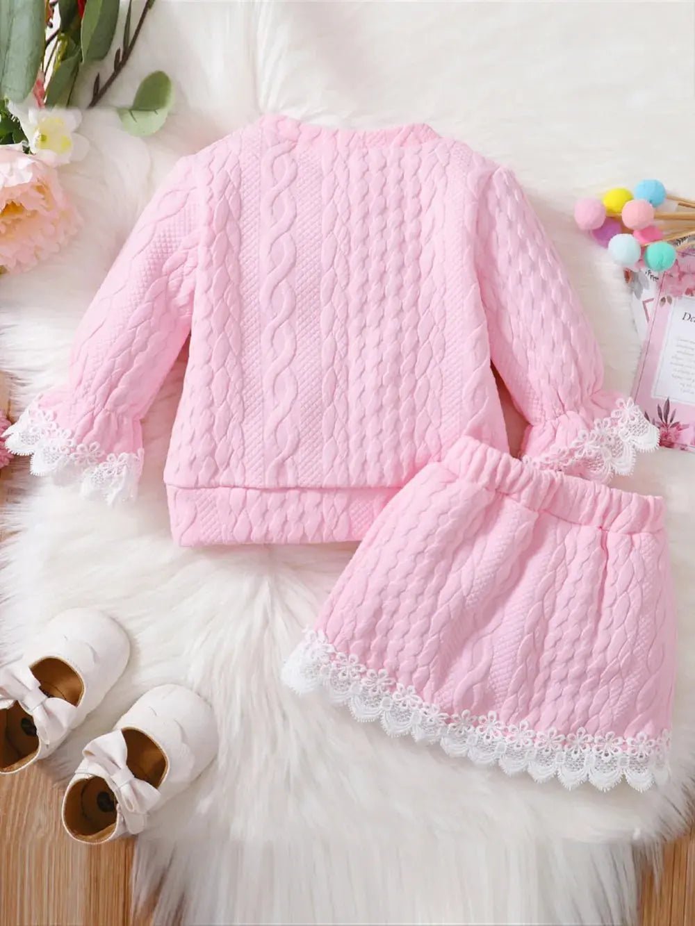 Children's Lace Detail Top and Skirt Set - Couture Envy