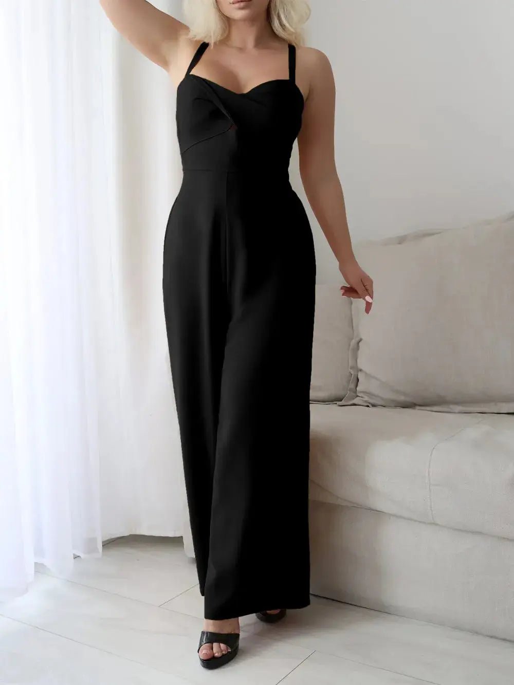 Devine Tie Back Backless Crisscross Jumpsuit - Couture Envy
