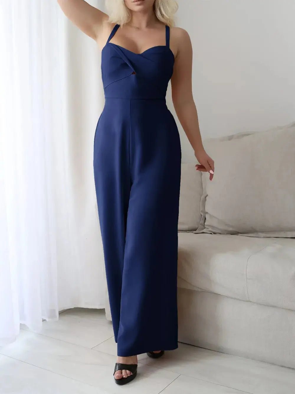 Devine Tie Back Backless Crisscross Jumpsuit - Couture Envy