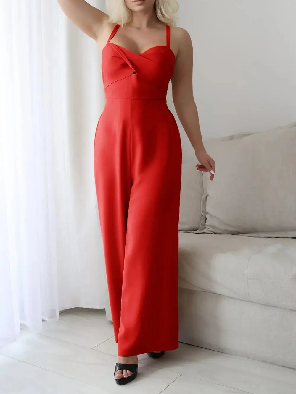 Devine Tie Back Backless Crisscross Jumpsuit - Couture Envy
