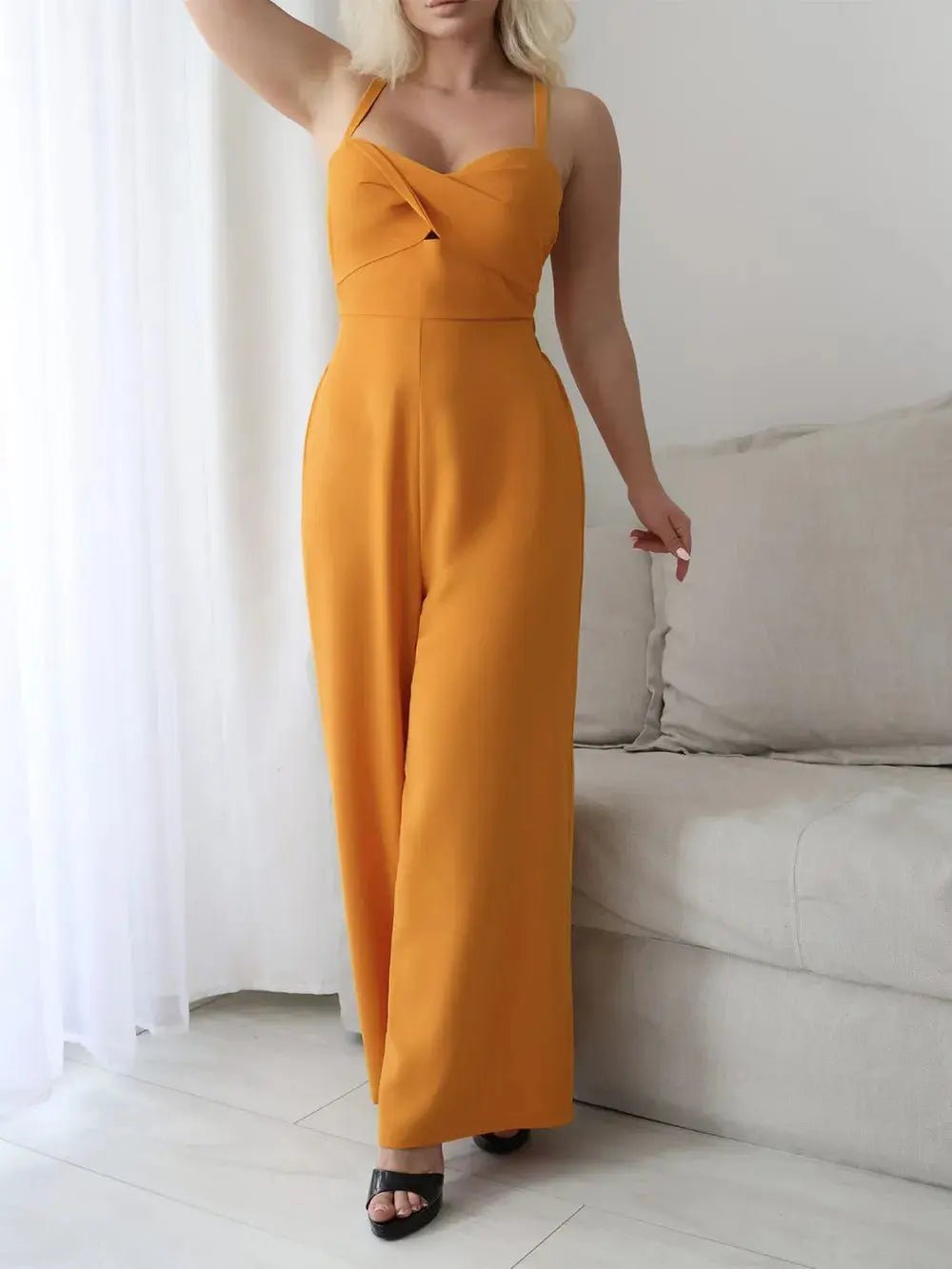 Devine Tie Back Backless Crisscross Jumpsuit - Couture Envy