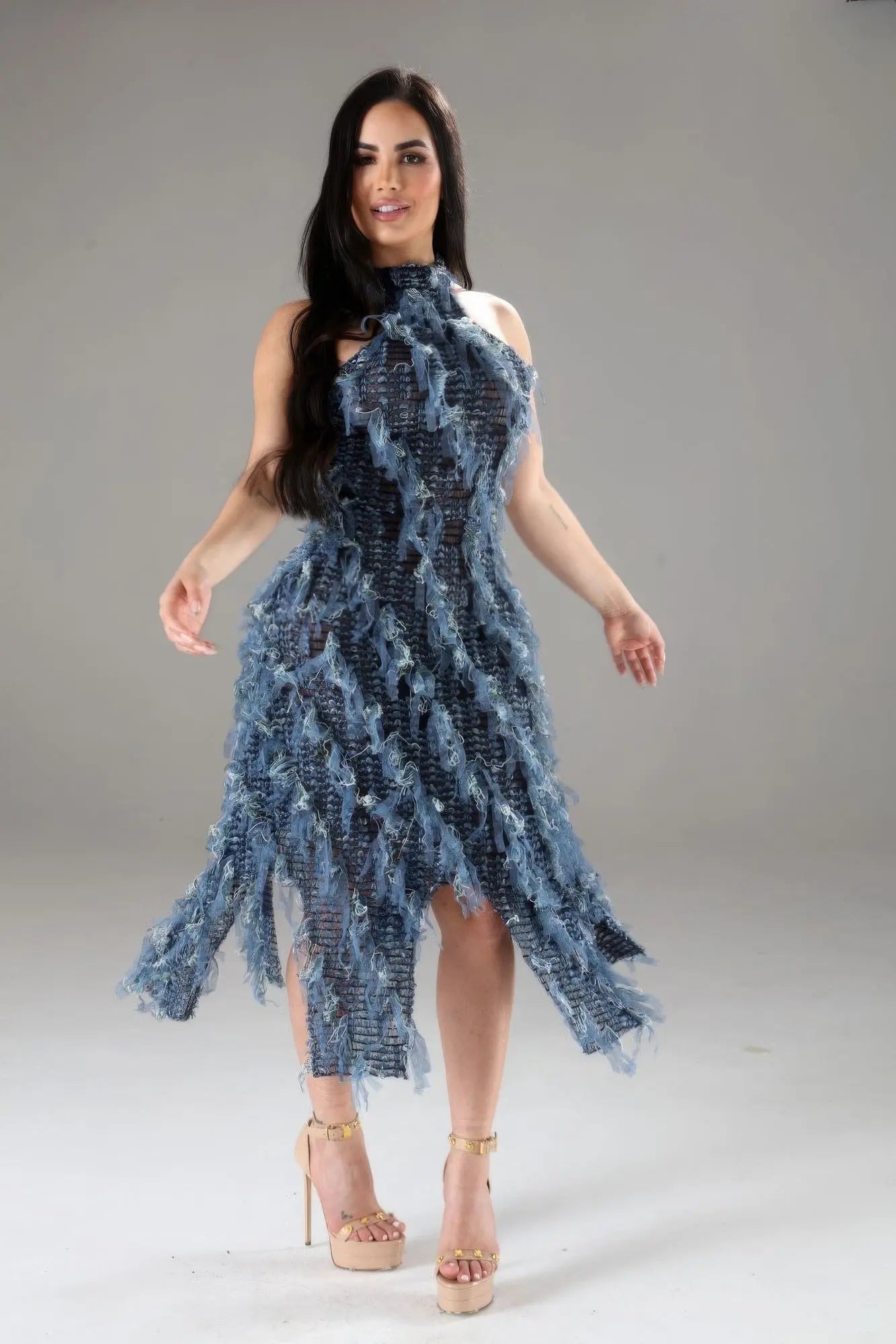 Halter Ruffled Dress - Couture Envy