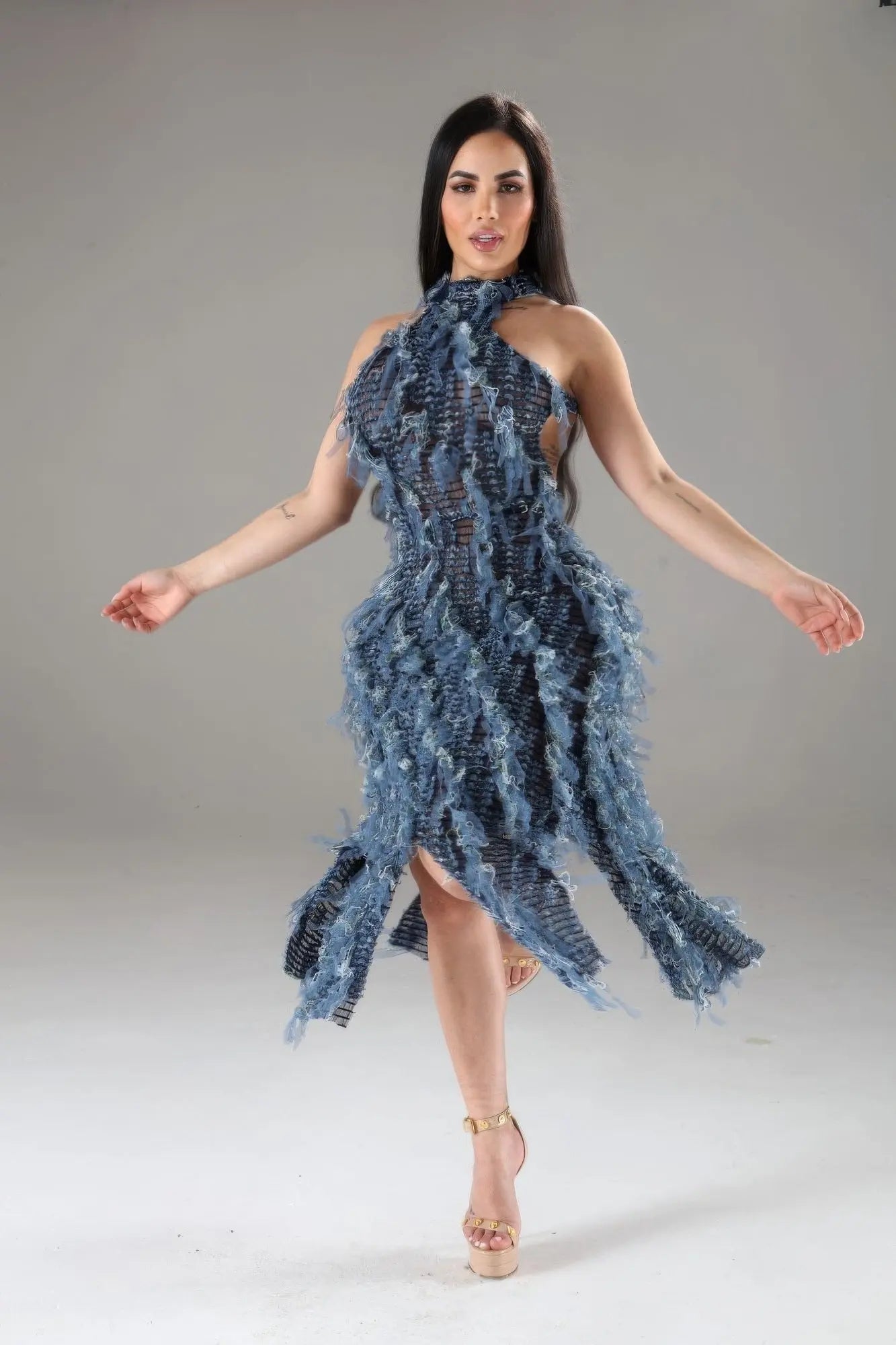 Halter Ruffled Dress - Couture Envy