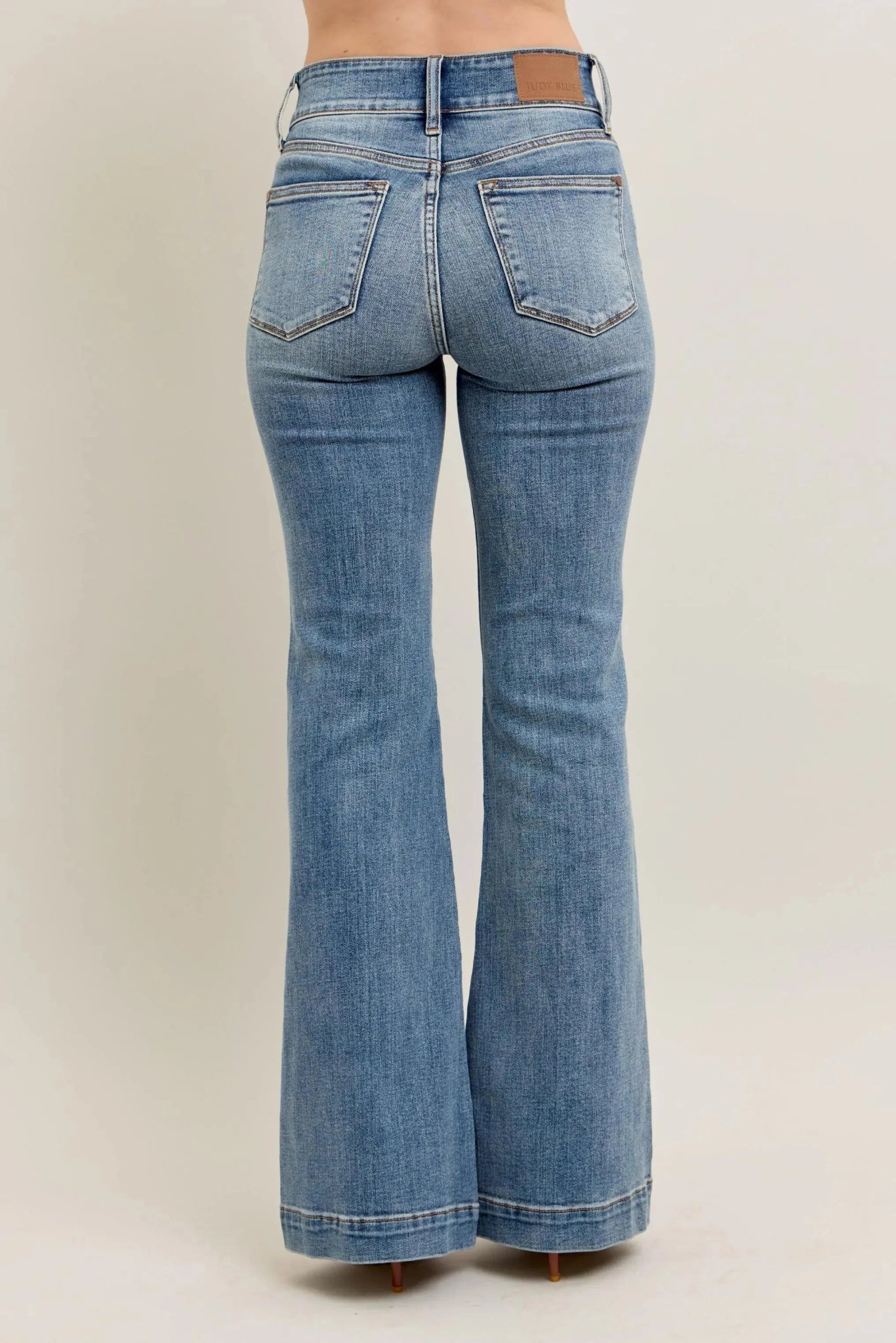 Judy Blue Full Size High - Waist Flare Denim Jeans with Front Seam Detail Plus Size - Couture Envy