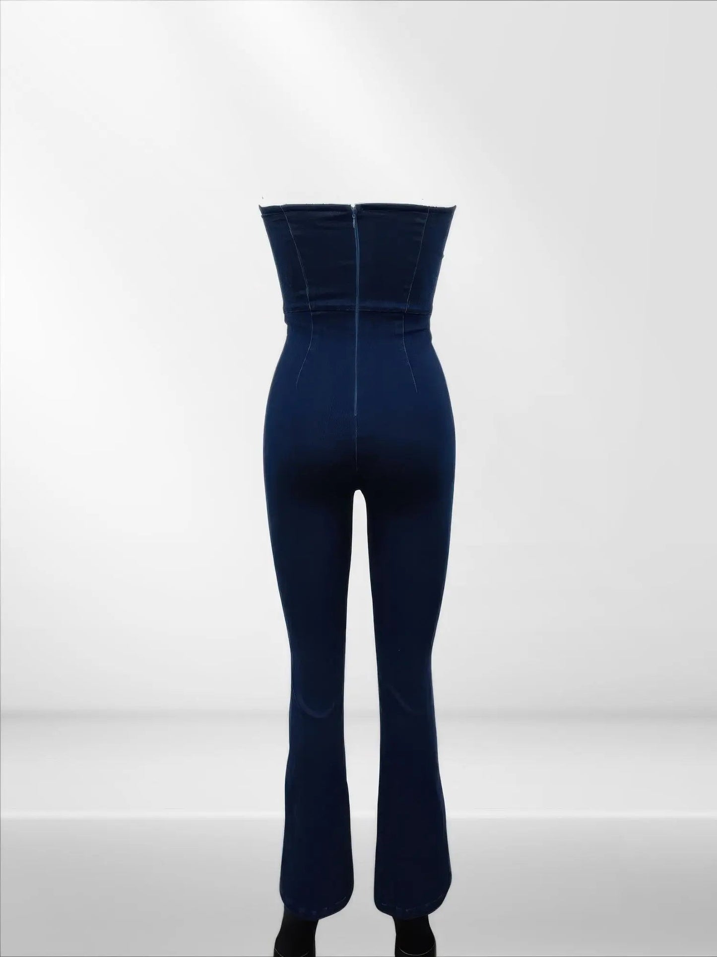 Lace Up Detail Denim Jumpsuit - Couture Envy