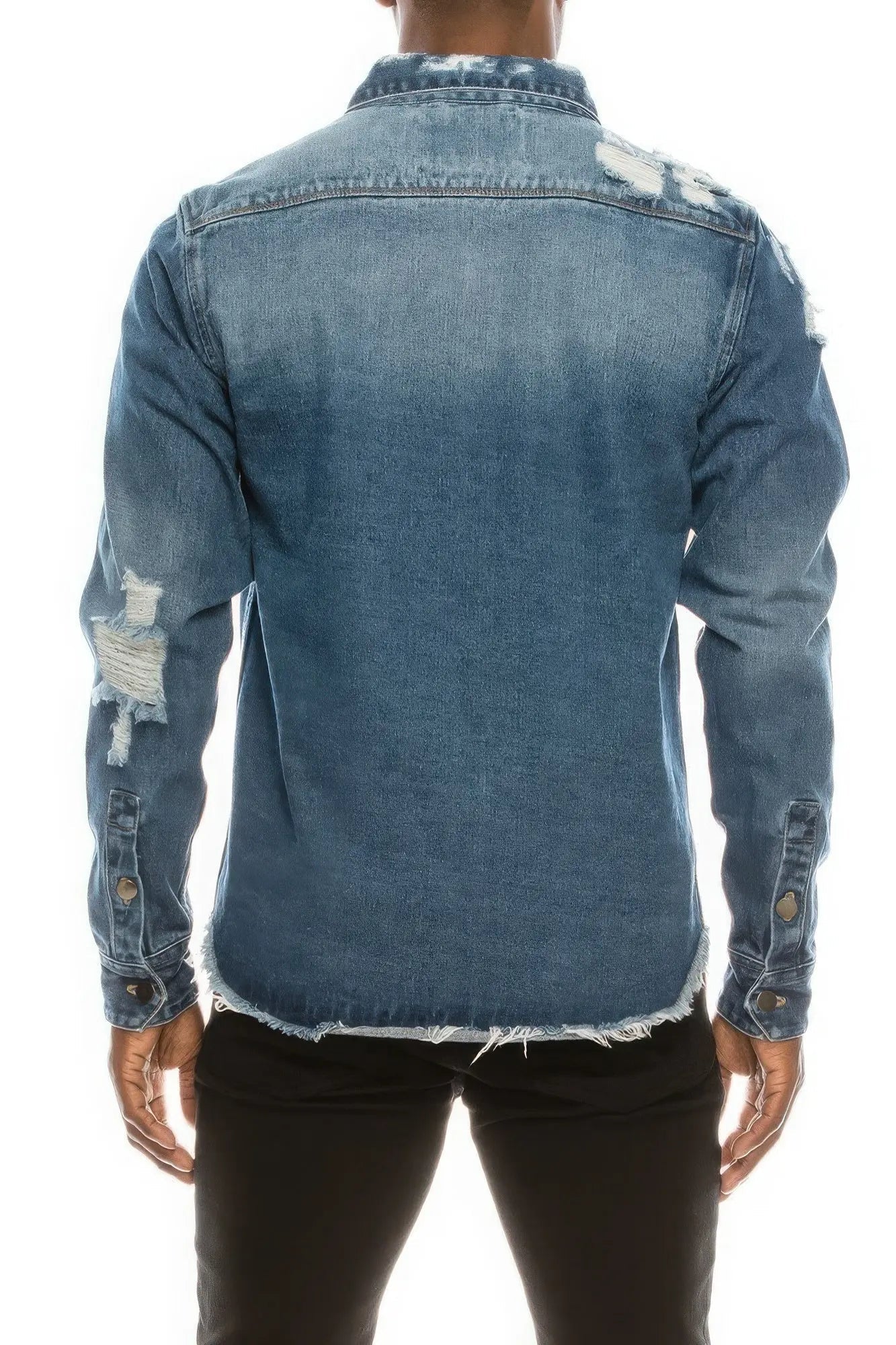Men's Ripped Denim Overshirt - Couture Envy