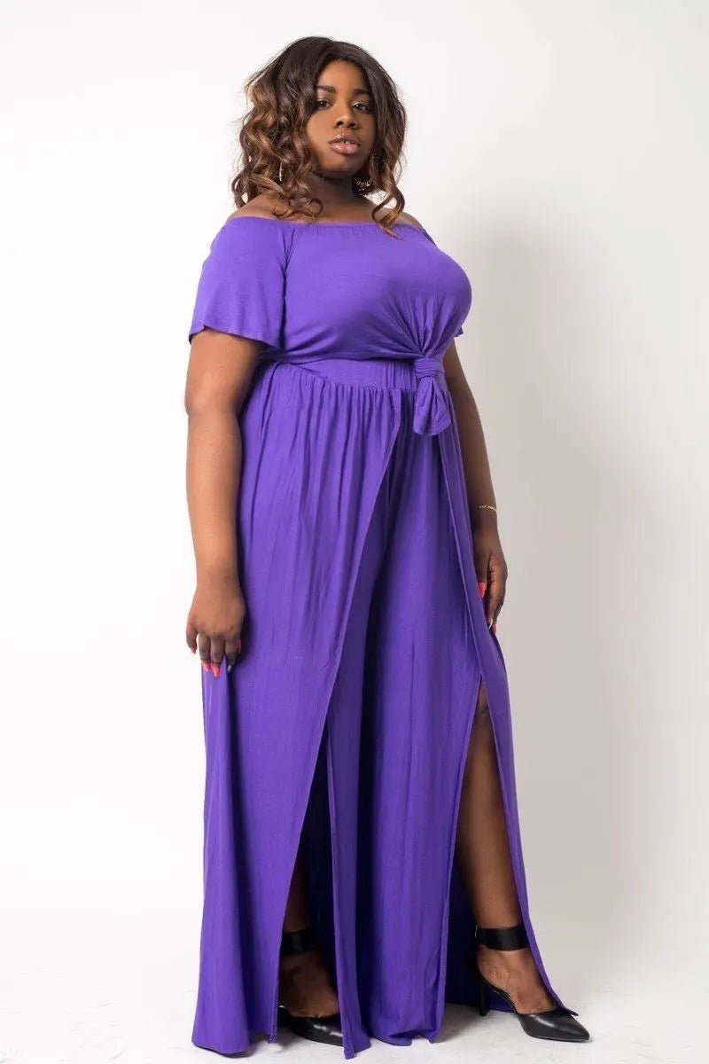 Plus Size Crop Top Pant Set - Couture Envy