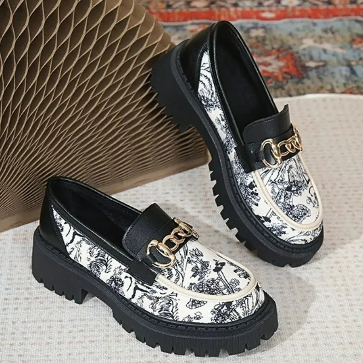 Round Toe Block Heels Loafers - Couture Envy