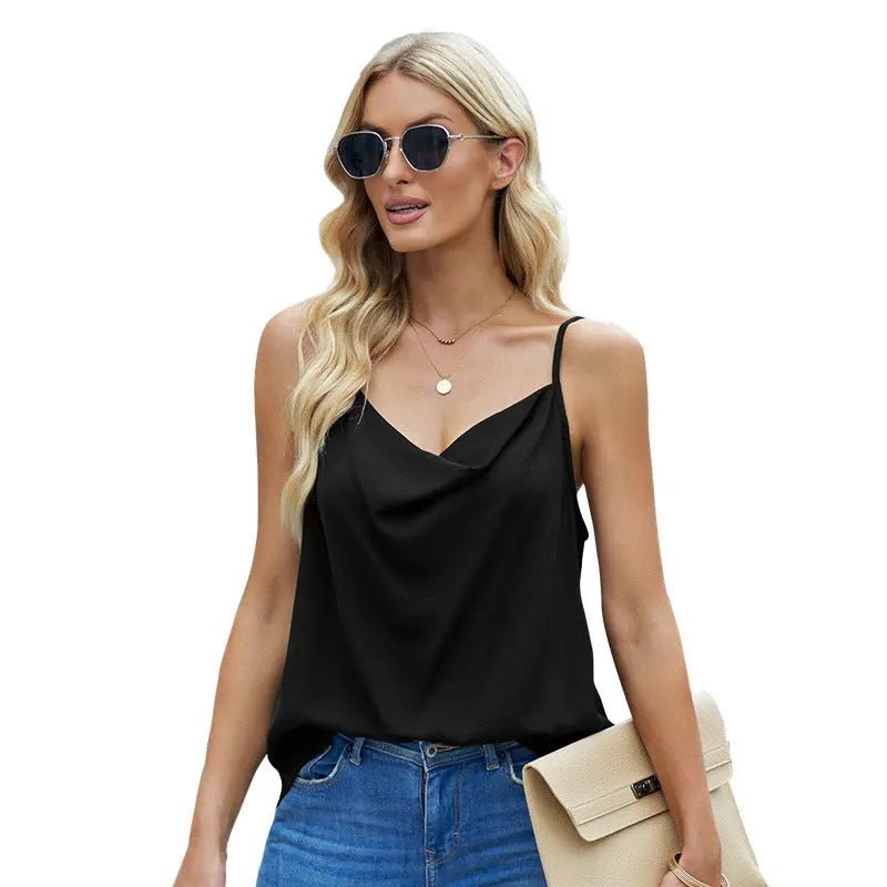 Top Loose V - neck Chiffon Tank Top Women - Couture Envy