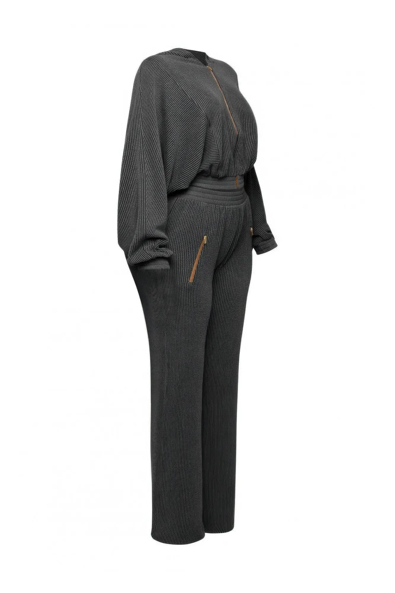 Zipper Closure Hoodie Jacket & Pants Set - Couture Envy