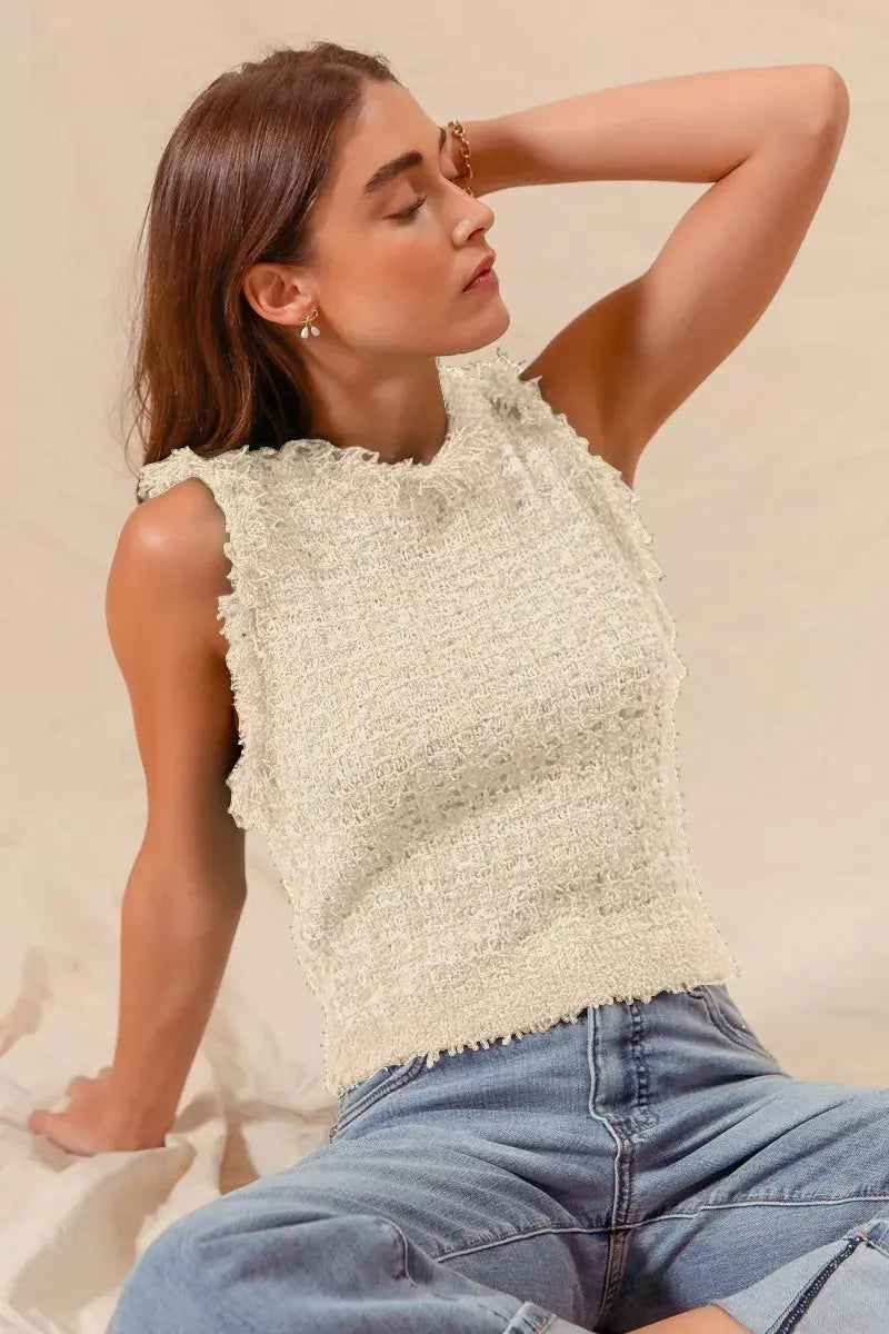 SO ME Tweed Knit Sweater Vest Top – Sweaters | Couture Envy