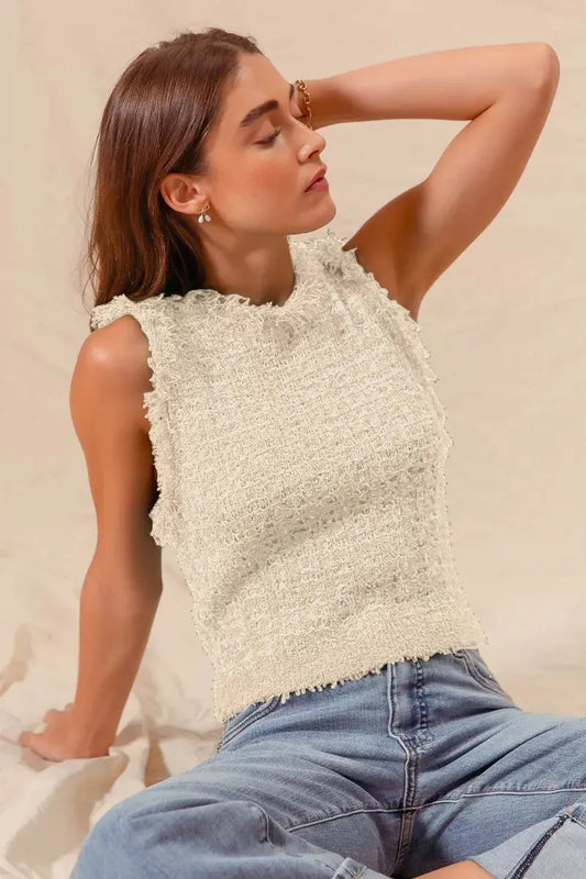 SO ME Tweed Knit Sweater Vest Top – Sweaters | Couture Envy