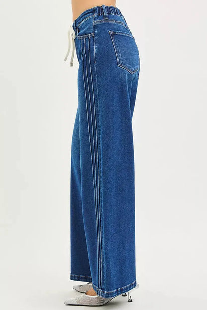 RISEN mid-rise wide leg jeans – side angle