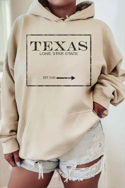 Texas Lone Star State Graphic Hoodie in Sand – front view