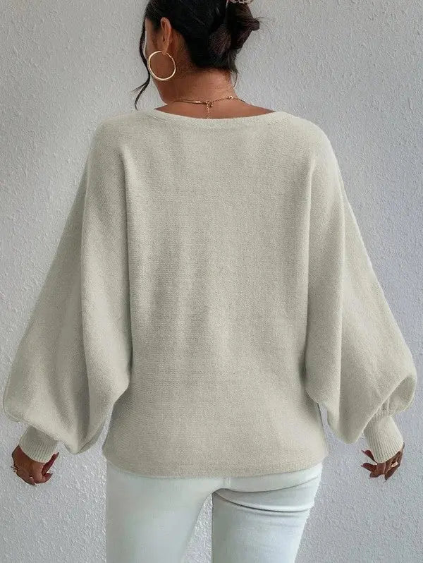 Women’s oversized balloon sleeve sweater back view