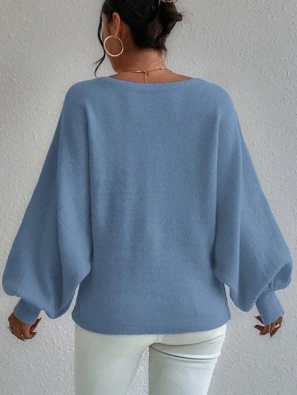 Women’s oversized balloon sleeve sweater back view - back view