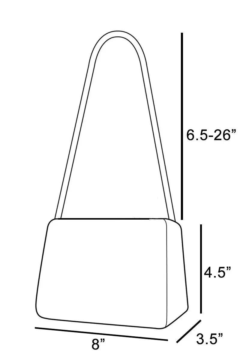 Measurement picture of Faux Leather Barrel Handbag – Red Mini Cylinder Bag | Couture Envy.