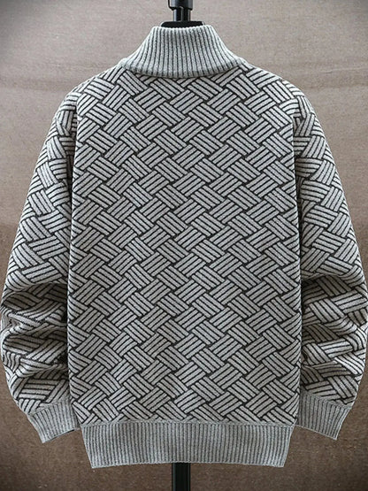 Men’s Plus Size Zip-Up Long Sleeve Cardigan – full back on hanger