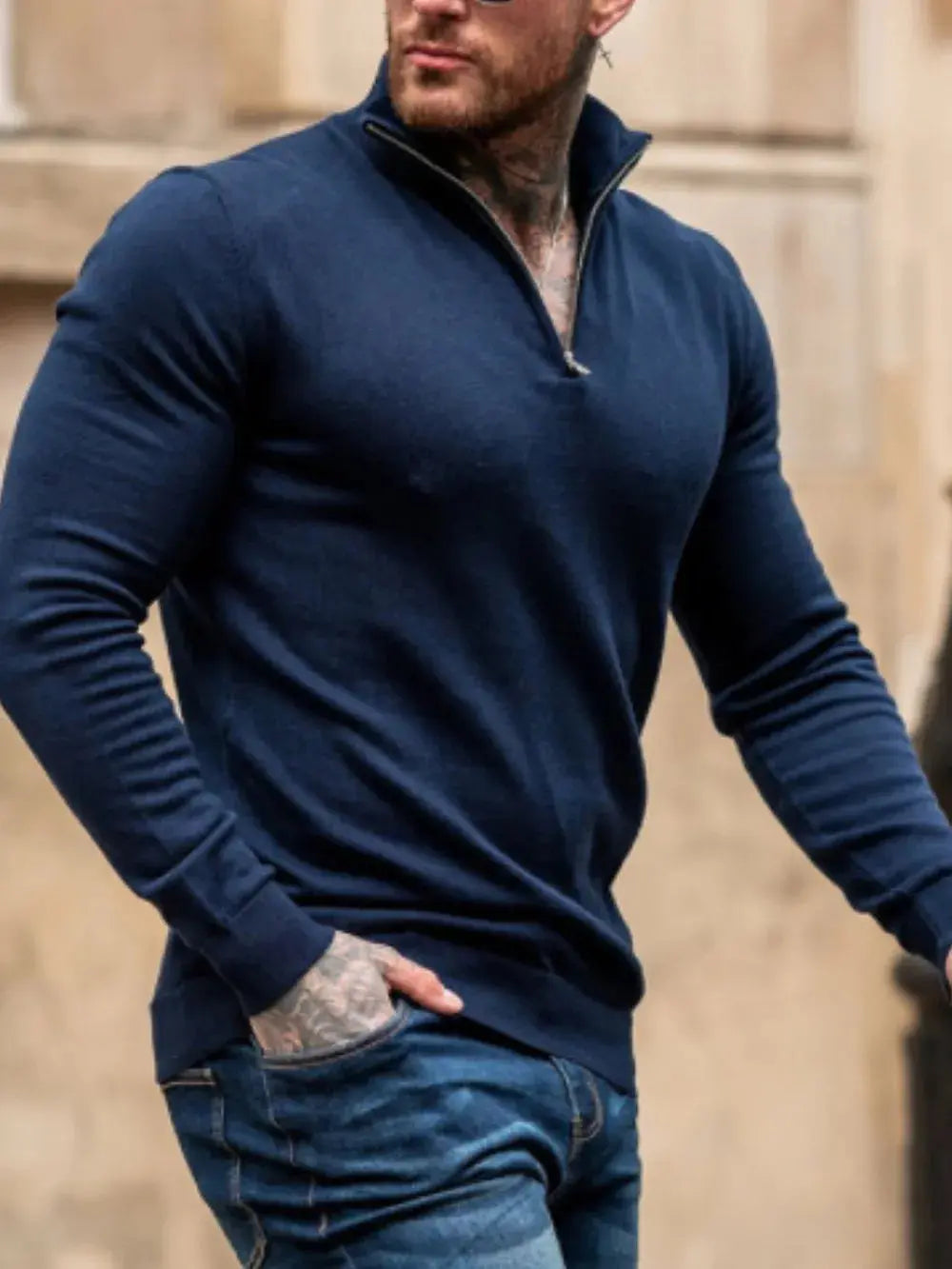 Men's Plus Size Quarter Zip Long Sleeve Sweater – Sweaters | Couture Envy