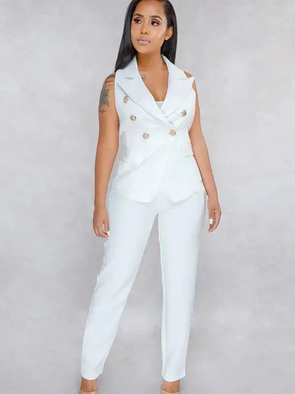 Women’s Tailored Tank Top Blazer Pants Set | Chic 2-Piece Power Look Faire