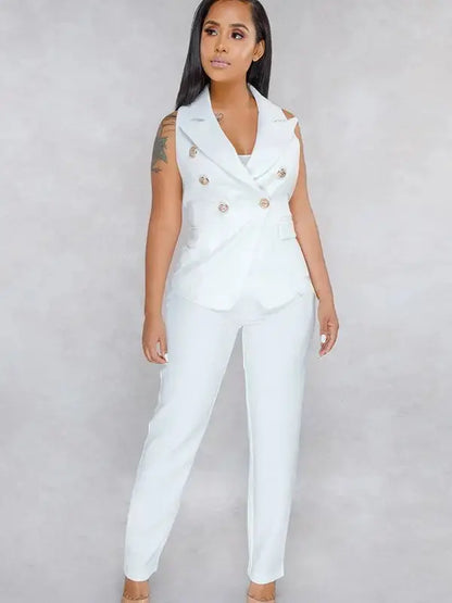 Women’s Tailored Tank Top Blazer Pants Set | Chic 2-Piece Power Look Faire