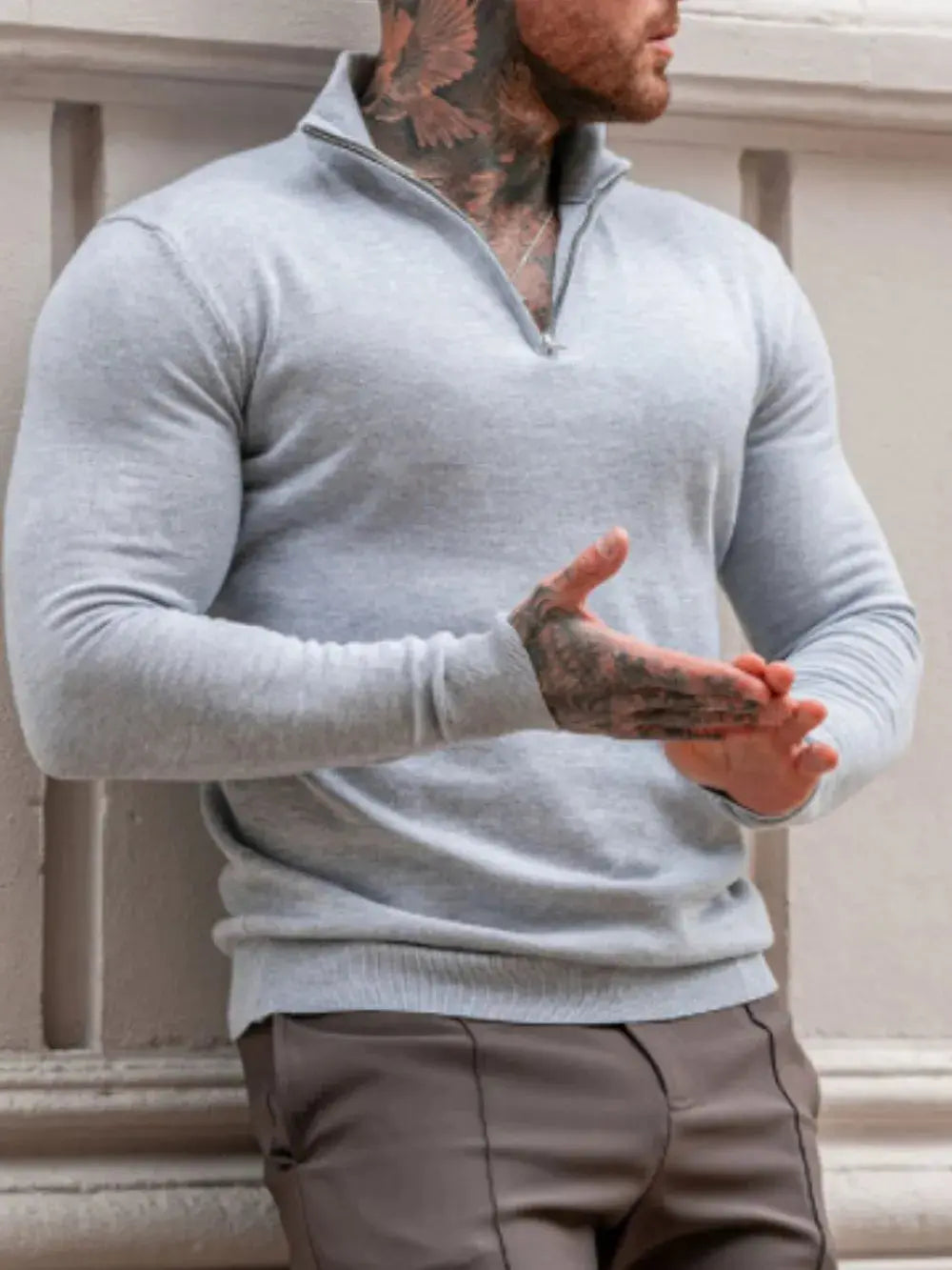 Men's Plus Size Quarter Zip Long Sleeve Sweater – Sweaters | Couture Envy