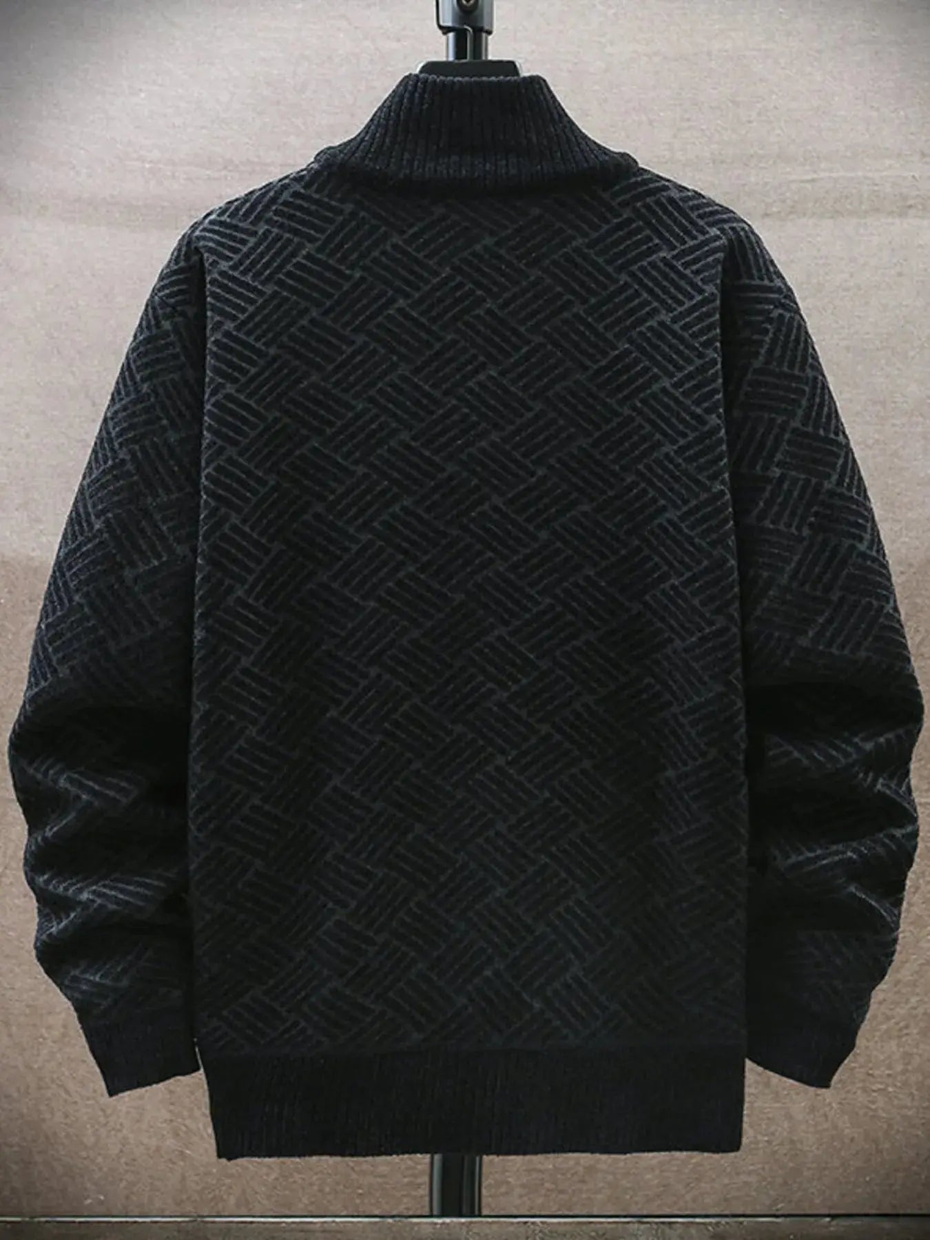 Men’s Plus Size Zip-Up Long Sleeve Cardigan – back view