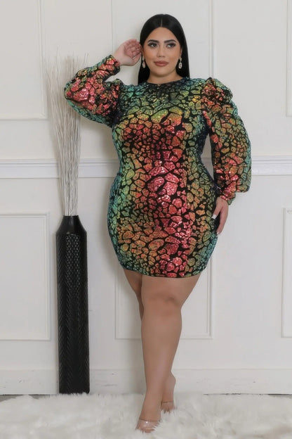 Plus size sequin dress – full body front pose