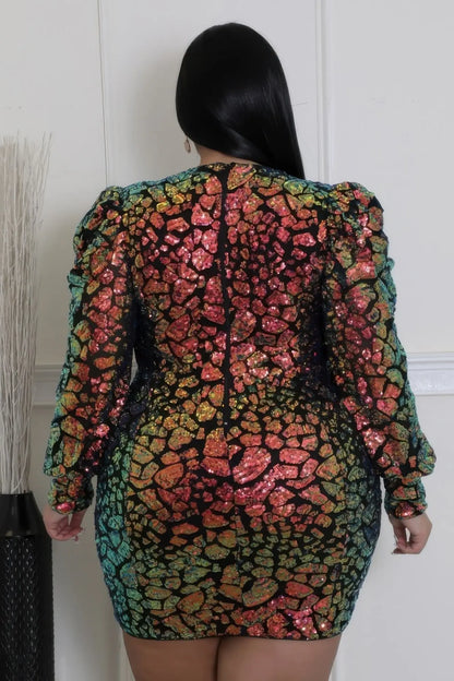Long sleeve sequin dress – back view