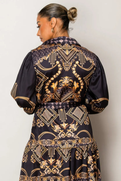 Back view of lightweight maxi dress with relaxed silhouette.