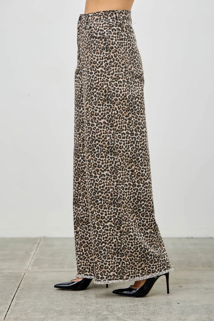 High rise leopard print jeans side view