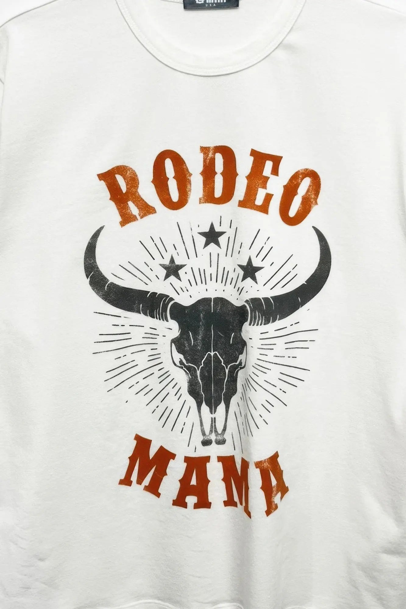 Western inspired graphic tee close up design