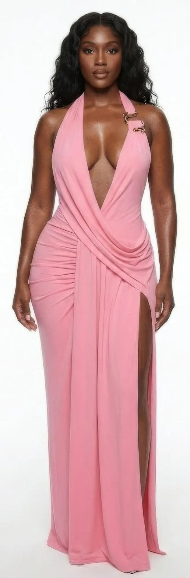 Women’s pink halter gown full length