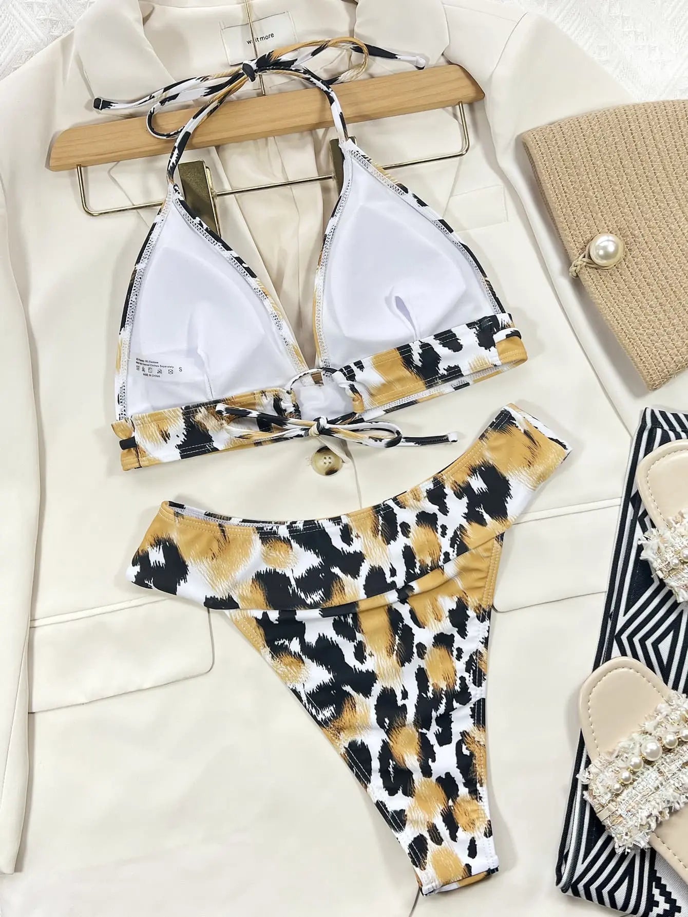 Animal Print Halter Neck Bikini Set - Couture Envy