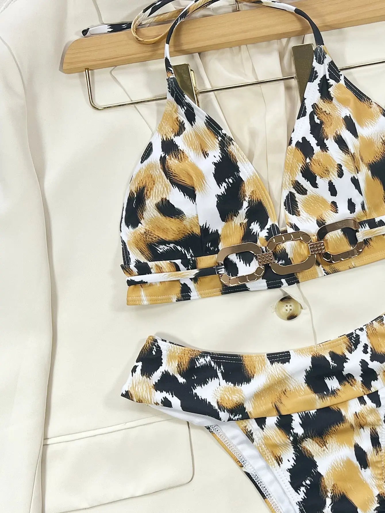 Animal Print Halter Neck Bikini Set - Couture Envy