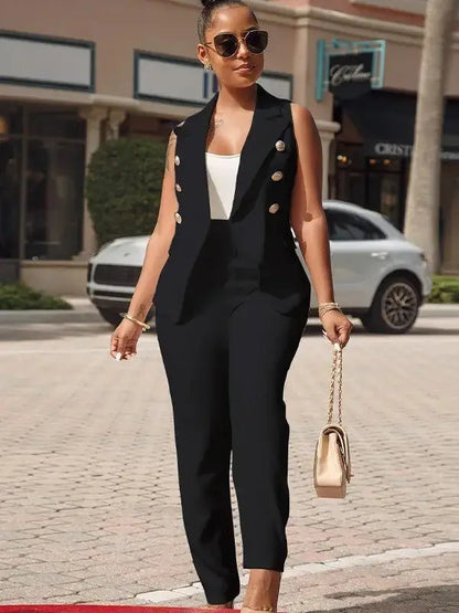 Women’s Tailored Tank Top Blazer Pants Set | Chic 2-Piece Power Look Faire
