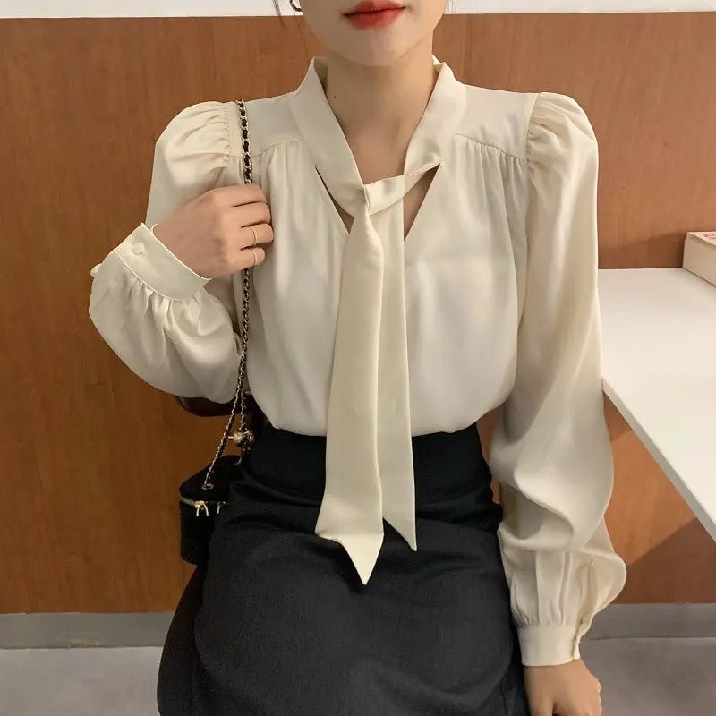 Bubble Sleeve Lace - up Blouse Top Woman - Couture Envy