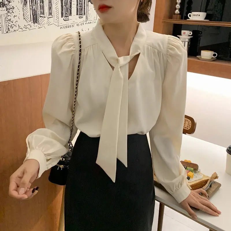 Bubble Sleeve Lace - up Blouse Top Woman - Couture Envy