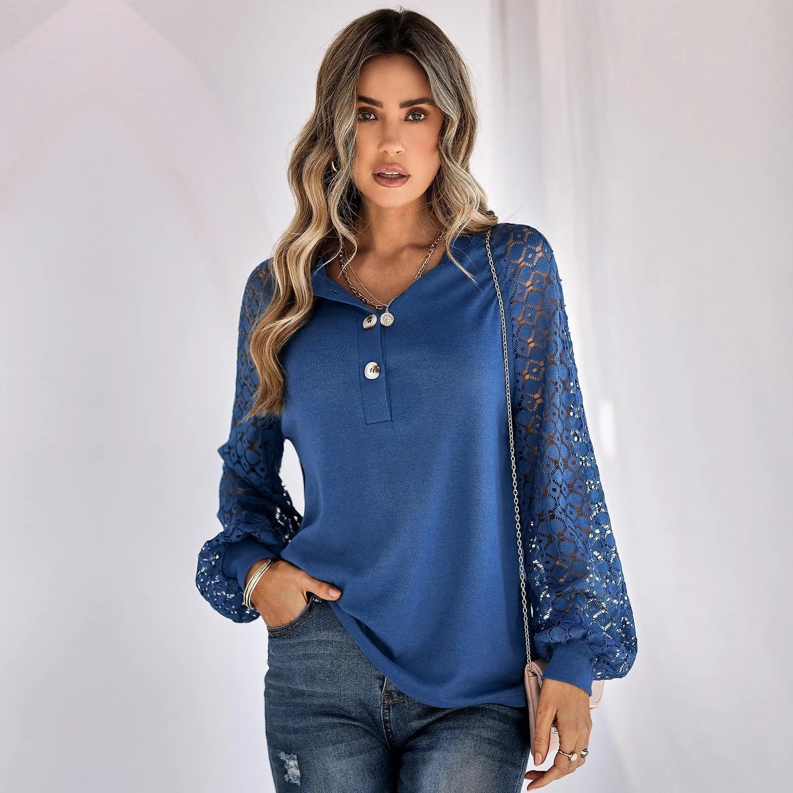Casual Lace Button Top Women - Couture Envy