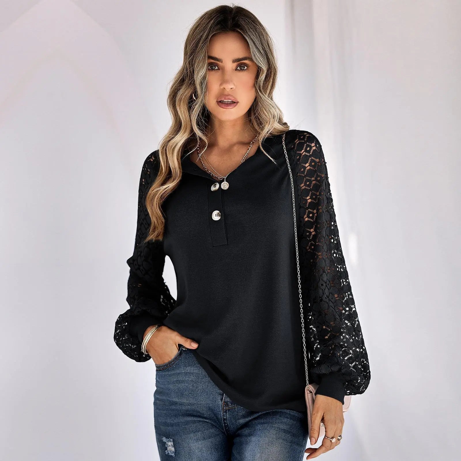 Casual Lace Button Top Women - Couture Envy