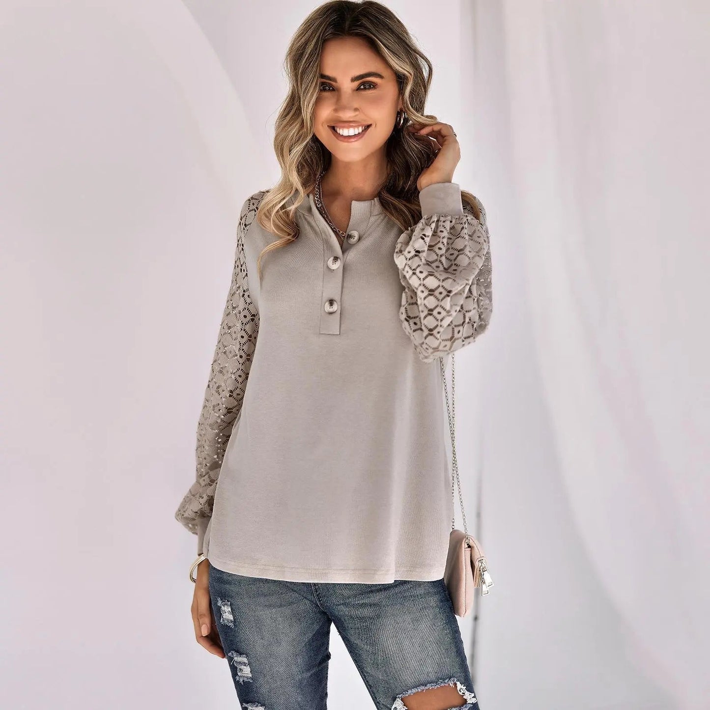 Casual Lace Button Top Women - Couture Envy