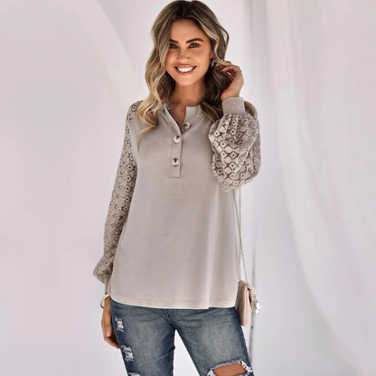 Casual Lace Button Top Women - Couture Envy
