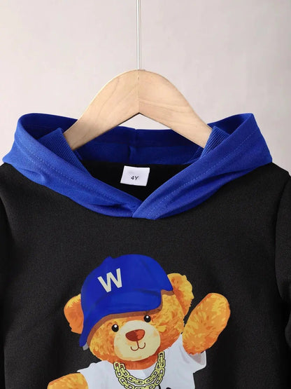 Children's Cartoon Graphic Hoodie and Pants Set - Couture Envy