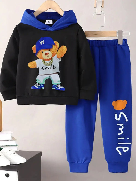 Children's Cartoon Graphic Hoodie and Pants Set - Couture Envy