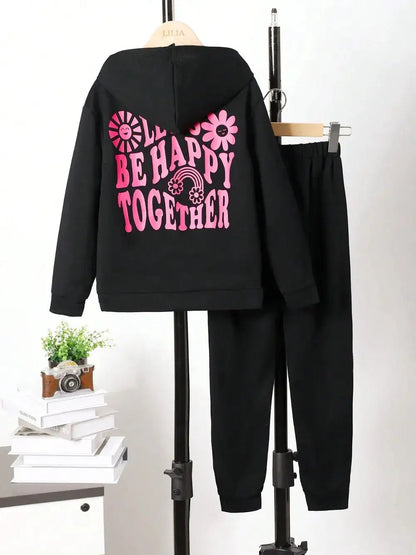 Children's Graphic Long Sleeve Hoodie and Pants Set - Couture Envy
