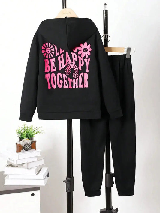 Children's Graphic Long Sleeve Hoodie and Pants Set - Couture Envy