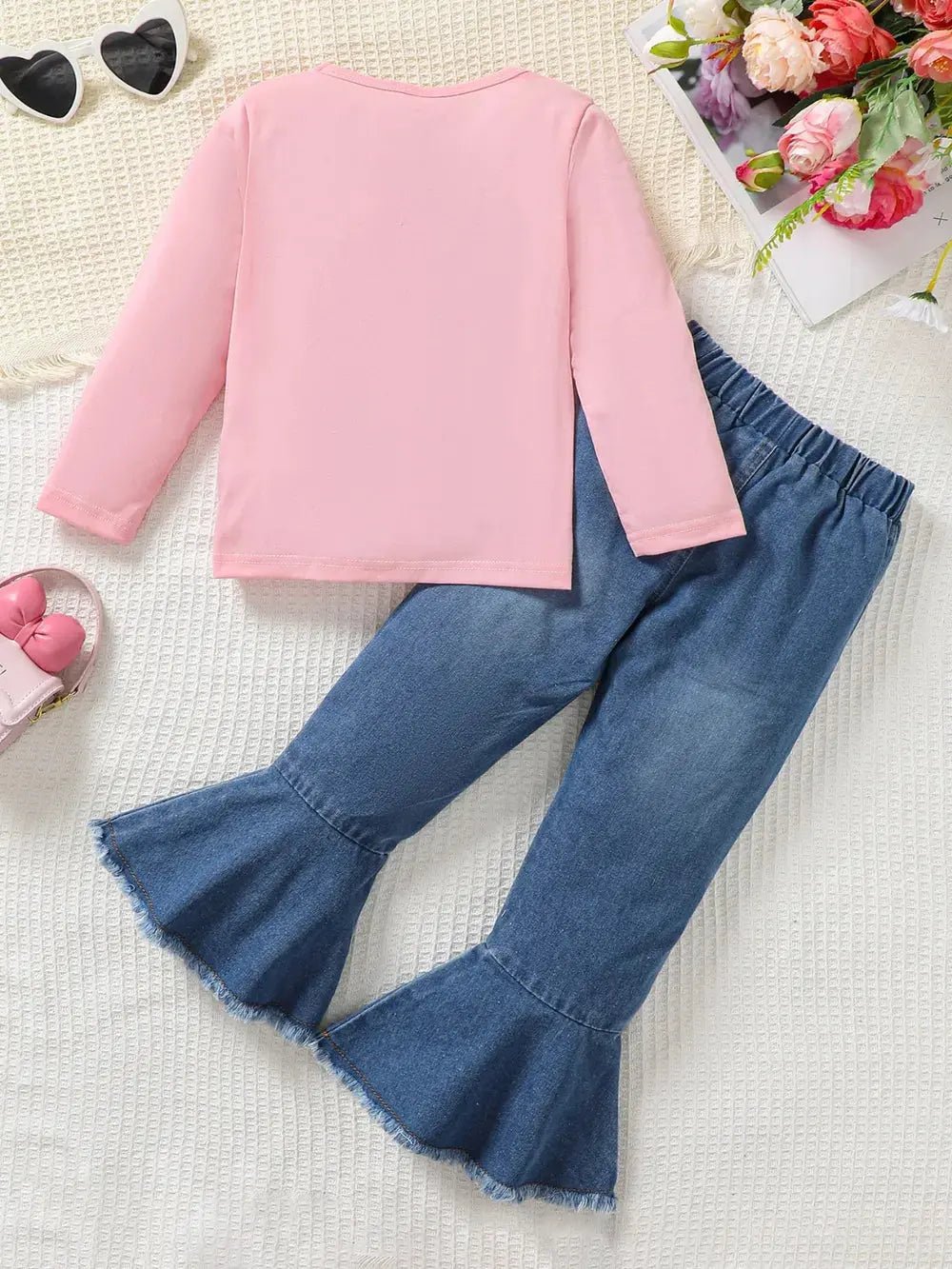 Children's Round Neck Graphic Top and Pants Set - Couture Envy