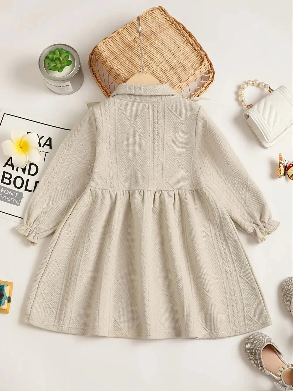 Children's Ruffled Bow Collared Neck Dress - Couture Envy