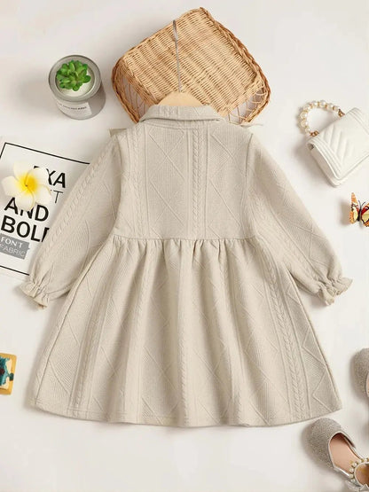 Children's Ruffled Bow Collared Neck Dress - Couture Envy